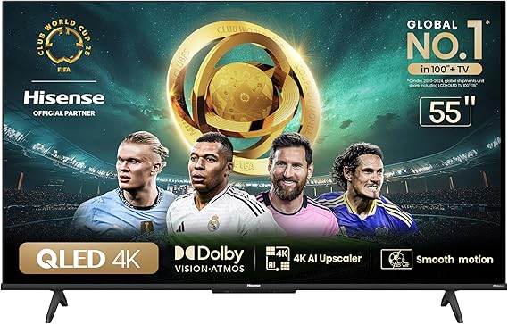 Hisense Smart TV UHD 4K QLED 55" Polegadas 55Q6N Google TV com HDR10+, Dolby Etmos, Sports Mode, Game Mode Plus e Compatível com Alexa