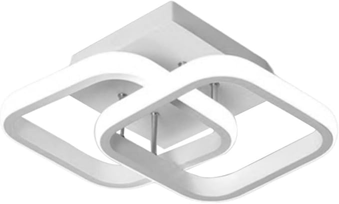Luminária Lustre Candeeiro De Teto Led Bivolt 110v 220v Quadrado 3 cores branco quente e frio banheiro quarto escritório (Metal Branco)