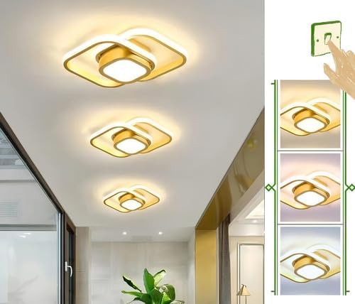 Luminária lustre Led De Teto Moderna Plafon Sobrepor Quadrada Dourado.